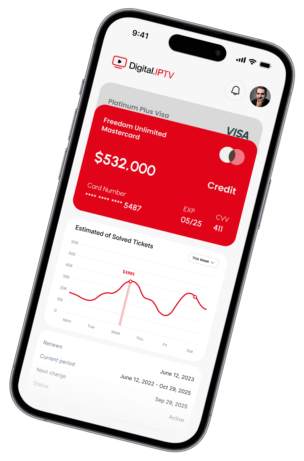 Digital IPTV App-Oberfläche auf dem iPhone
